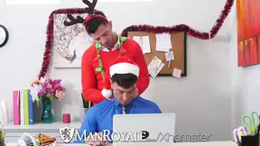 Man Christmas office party fuck with two hunks