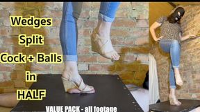 Razor-Thin Wedges Cut your Cock+Balls into Pieces **VALUE PACK** HARD Trampling CBT Shoejob with huge cumshot