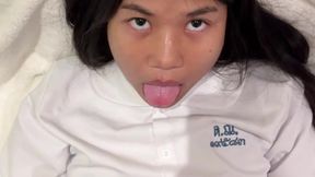 3 Big Cumshots on Cute 18yo Asian Teen