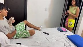 I shoot my load in my stepsister's hole as I touch her panties