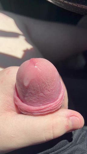 heavy precum in the car parked in public lot