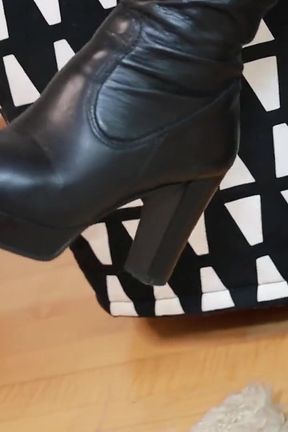 Pink Nylon &amp; High-heeled Boots - Sensual Tease &amp; Play