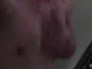 Transgirl Naked Showering;  Playing with My Non-Op Clit