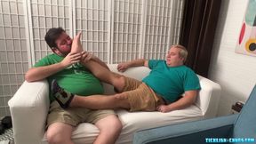 Chubby Nemo worships his Master Matt’s feet while tied up tight