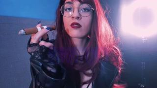 Redhead sucking a cigar for the first time | Astrid