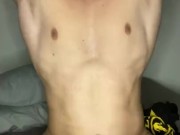 Fitness boy, smelling her armpits