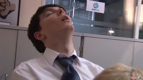Twink Lex Blond seduces adorable office clerk Charlie Snake