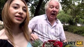 Old man takes cash and watches how stranger fucks his sexy GF