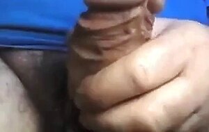 Dad stroking his thick uncut cock on cam (no cum)