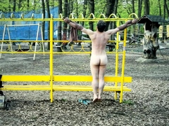 Crucified naked in public park