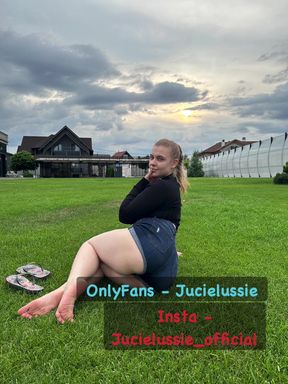 Blond Playing with anal plug tail