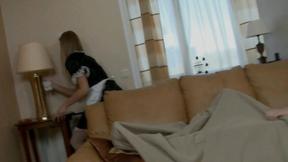 ”Pretty maid in white stockings gets slammed”