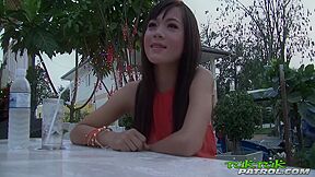 Petite Thai Cutie Creams On Big White Dick