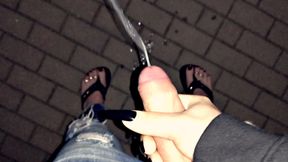 public crossdressing, masturbation and cumshot