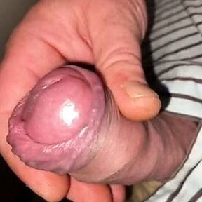 Rubbing cockhead with foreskin