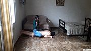 FM session #87 Human furniture Young mistress Alla belts her slave, uses him as a chair for feet, sits on his face and tramples