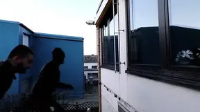 Secretary chick fucked by a black and white cock in threesome