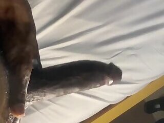 Jerking off to the sight of my ebony girlfriend body