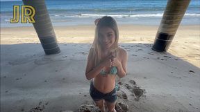 molly little 1- rich cali girl begs for suncream from lifeguard