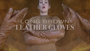 LONG BROWN LEATHER GLOVES