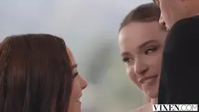 Curvy Rissa May and Hazel Moore share a wet and feral cocksuck session