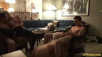 Two Blonde Babes Take Double Anal in Swinger Group Sex at a Hotel Orgy