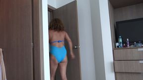 58-year-old Latina Wife Shows off in Swimsuit on the Beach