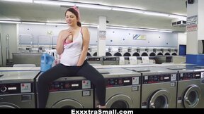 Small teen at the laundromat horny for a cock inside her