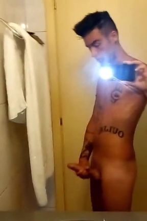 Middle Eastern Guy Jerks off in Hotel Bathroom, Cums in Sink