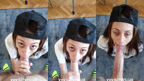 bts - candie cross’s pre-production snack: quick blowjob and cum swallow behind the scenes