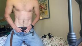 Trying to be quiet as I snuck away for a quick tug