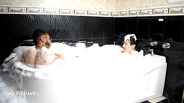 playing in the jacuzzi