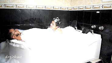 playing in the jacuzzi