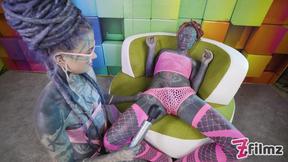 ”FEMDOM with cockbondage, fuckmachine - heavily tattooed dominattrix plays with sissys ANAL”