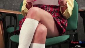 21yo CFNM voyeur in college teases professor with cumshot