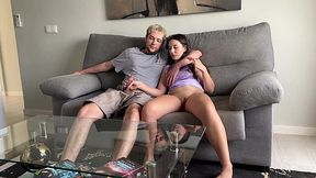 Russian teen helps her perverted stepbrother orgasm with her hands only
