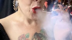 Black cigarette - Merry Christmas my loves - A few puffs in your face, Deep Inhales, Smoke rings, Triple pumps, Cough, Red lipstick, Long natural nails