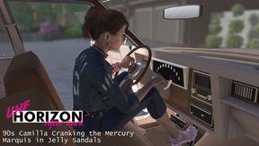 90s Camilla Cranking the Mercury Marquis in Jelly Sandals 720p