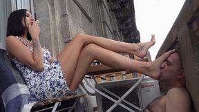 REA - City Queen - Footstool, Smoking, Legs Crossing And Ignore At The Balcony (MP4 - 1080p)