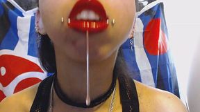 Juicy Red Lips Dripping with Saliva: A Sensual Experience