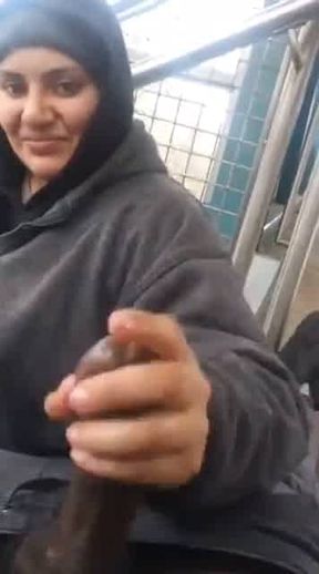 Stranger girl jerking my hard bbc like a pro she just want to give me a lusty handjob