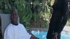 Mature Blonde MILF Sloppily Sucks Massive BBC Poolside