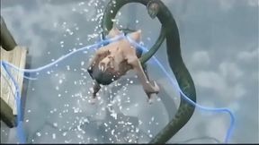 Cartoon babe by the shore gets deep throat action