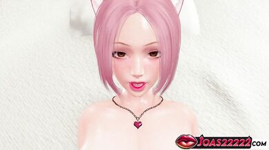 Riku Uncensored 3D Animation: Kitty Cosplay Big Tits Massage & Pussy Licking Fingering Squirt