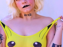 Blonde teen babe drinking wine and stripping chat on webcam