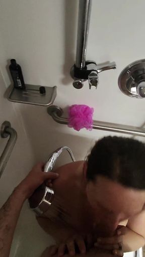 POV Hot Wife Public Shower Blowjob Behind the Scenes   Clip 1