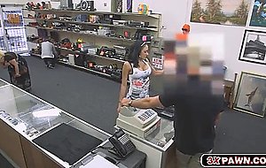 Latina babe sells her body in pawn shop!