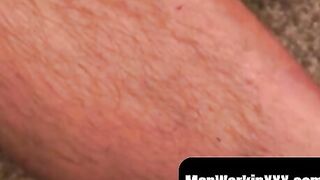 Masturbating Hairy Man Shoots Big Load After Job Interview