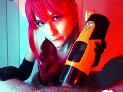 Wigged Babe Gives POV Blowjob Like a Pro