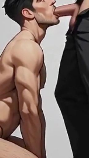Ai Generated a Passive Gay Men Sucking Big Dicks and Drooling!